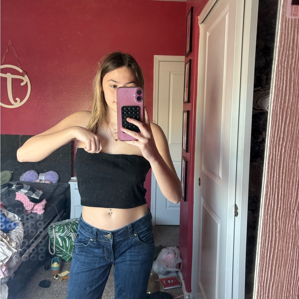 SHEIN Black Strapless Crop Top
